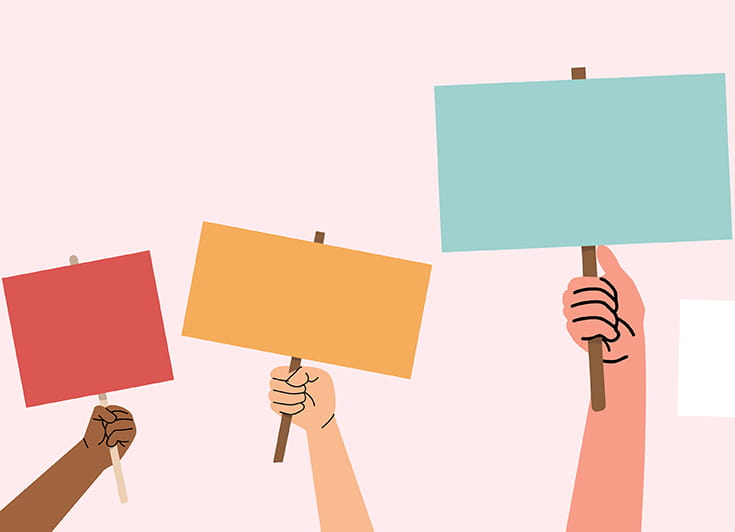 blank sign hands protest